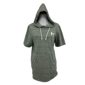 Under Armour Gym Hoodie Mens S Small Grey UA Rival Terry Short Sleeve Workout